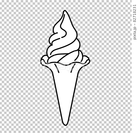 食品 加工品 イラスト 白黒 モノクロ ソフトクリームのイラスト素材 7131