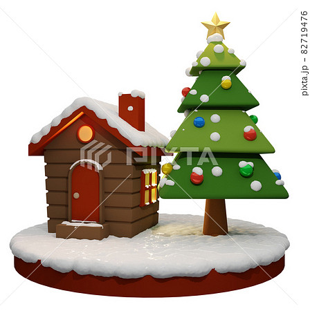 3d素材 かわいいクリスマスツリー 透過verのイラスト素材