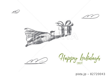Happy holidays concept. Hand drawn isolated vector. Happy holidays concept. Hand drawn isolated vector. 82720043