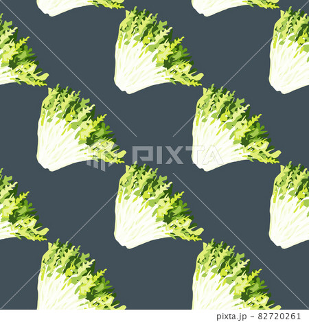 Seamless pattern frisee salad on gray background. Modern ornament with lettuce. 82720261