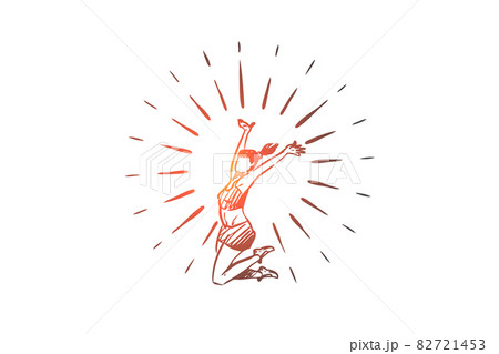 Lifestyle, healthy, sport, happiness concept. Hand drawn isolated vector. 82721453