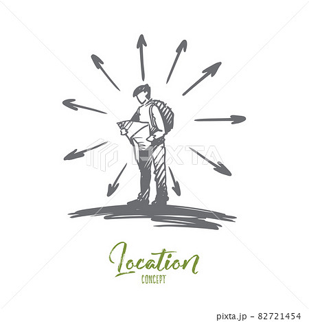 Navigation, location, map, road, travel concept. Hand drawn isolated vector. 82721454