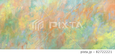油彩抽象背景）秋のカラフルな筆跡　マルチカラー　オレンジ　黄緑　油絵　カラフル　アート　バナー 82722221