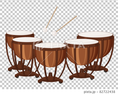 ティンパニのイラスト_5個_マレット ティンパニのイラスト_5個_マレット 82722438