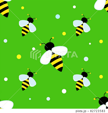 Bright striped bee on a green background. Children repeating pattern 82723583