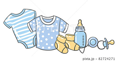 Happy Birthday greeting and invitation card. Holiday baby boy shower celebration simbols. Happy Birthday greeting and invitation card. Holiday baby boy shower celebration simbols. 82724271