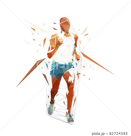 Running man. Low polygonal isolated geometric vector illustration from triangles. Marathon run 82724393