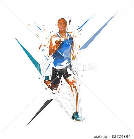 Run. Low polygonal running man, isolated geometric vector illustration from triangles 82724394