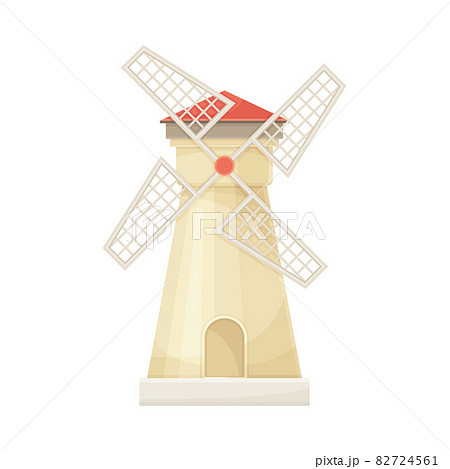 Traditional rural windmill agricultural building flat vector illustration Traditional rural windmill agricultural building flat vector illustration 82724561