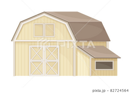 Wooden barn, farmhouse agricultural building flat vector illustration Wooden barn, farmhouse agricultural building flat vector illustration 82724564