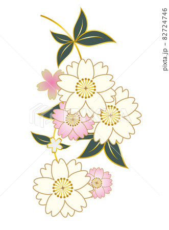 和風の花飾りイラストのイラスト素材