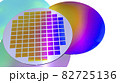 Several silicon wafers with printed circuit and different color.White background 82725136