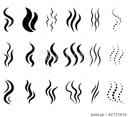 Vapour icon. Odour symbol. Aroma steam wave.  Vector illustration set isolated on white. 82725816