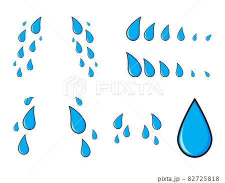 Tear, cry cartoon icon template. Blue sad expression symbol. Simple weeping falling stream set. 82725818