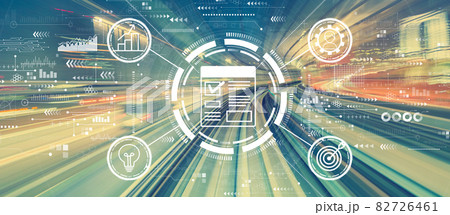 Project management theme with high speed motion blur 82726461