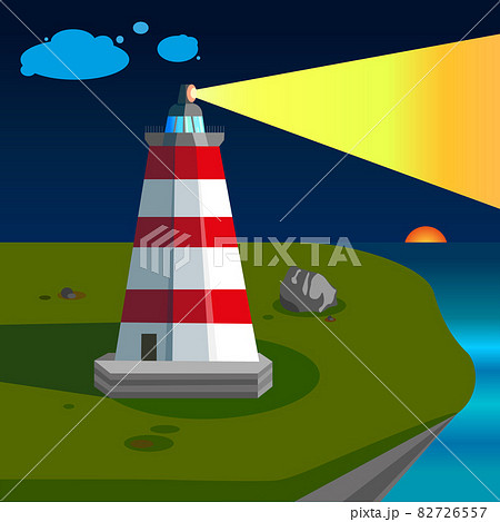 Seascape with a lighthouse is a peaceful and pleasant background 82726557
