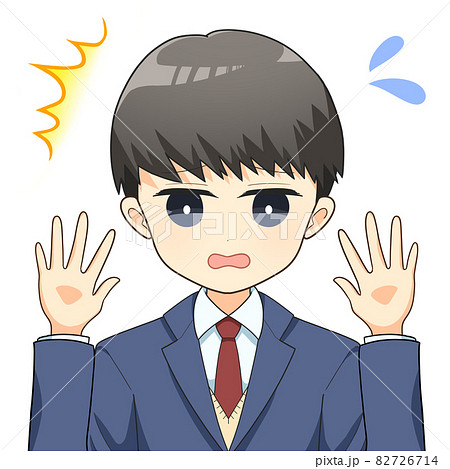 男子生徒　バストアップイラスト 　びっくり　焦り 82726714