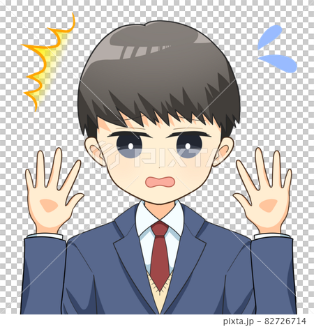 男子生徒　バストアップイラスト 　びっくり　焦り 82726714