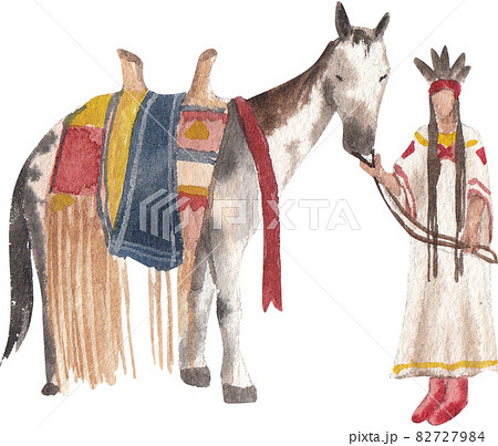 American Indian and decor watercolor 82727984