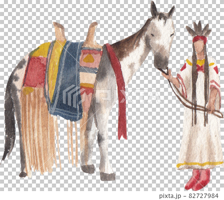 American Indian and decor watercolor 82727984