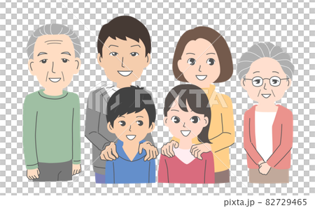 Illustration material of laughing 3 generation family 82729465