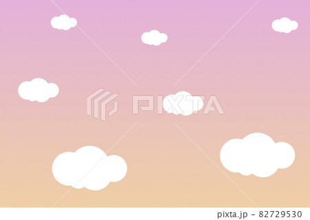 シンプルな夕焼け空と雲のイラスト背景のイラスト素材