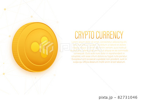 Cryptocurrency logo. Ripple in flat style on golden background. Vector design isolated. Internet technology. Cryptocurrency logo. Ripple in flat style on golden background. Vector design isolated. Internet technology. 82731046