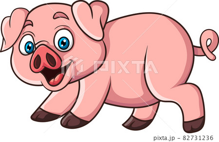 Cartoon funny pig on white background 82731236