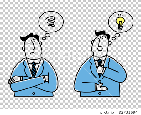悩みが解決したビジネスマンのイラスト素材 悩みが解決したビジネスマンのイラスト素材