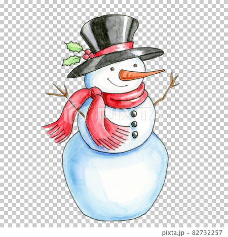 雪だるま　スノーマン【手描き水彩画】 82732257