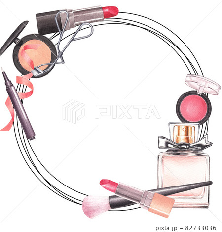 Make Up wreath watercolor 82733036