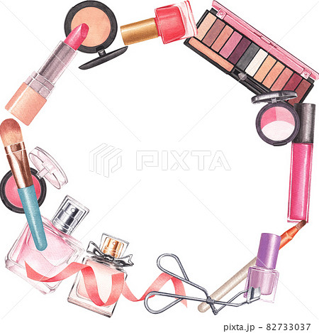 Make Up wreath watercolor 82733037