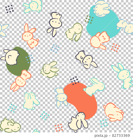 ゆるい雰囲気がかわいい うさぎのリピータブル背景 ベクターイラスト 天地なし のイラスト素材