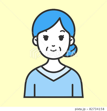 シンプルでフラットな線画のデザイン広告に使いやすいイラストのバリエーションのシニア・ミドル世代女性 シンプルでフラットな線画のデザイン広告に使いやすいイラストのバリエーションのシニア・ミドル世代女性 82734158
