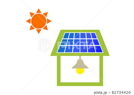 太陽光発電のイメージイラスト 太陽光パネルが設置された住宅 のイラスト素材 7344