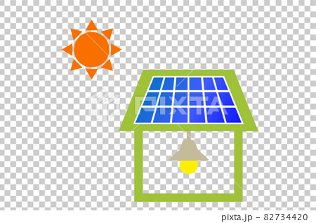 太陽光発電のイメージイラスト 太陽光パネルが設置された住宅 のイラスト素材 7344