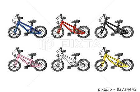カラフルな自転車、子供用自転車のベクターイラストセット 82734445