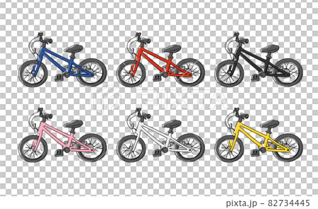 カラフルな自転車、子供用自転車のベクターイラストセット 82734445