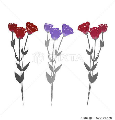 トルコキキョウの花柄3パターンのイラスト素材