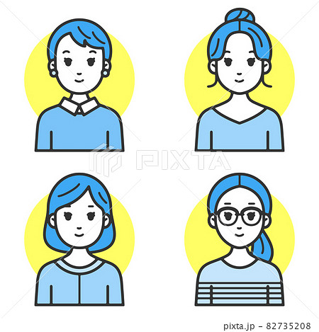 口コミ広告に使いやすいシンプルでフラットな線のキャラクターイラスト若い女性バリエーション 口コミ広告に使いやすいシンプルでフラットな線のキャラクターイラスト若い女性バリエーション 82735208