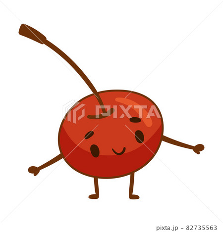 Happy smiling cherry berry cartoon character vector illustration on white background 82735563