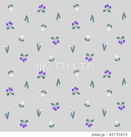 グレー背景の優しげな小花柄 グレー背景の優しげな小花柄 82735675