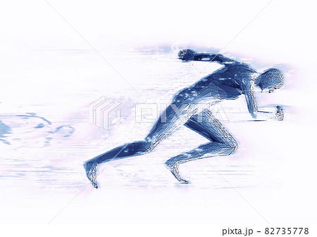 側面から見た走る人の3dイラストのイラスト素材