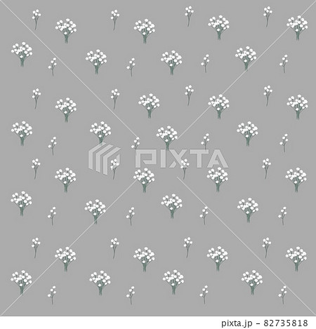 グレー背景のかすみ草の花柄のイラスト素材