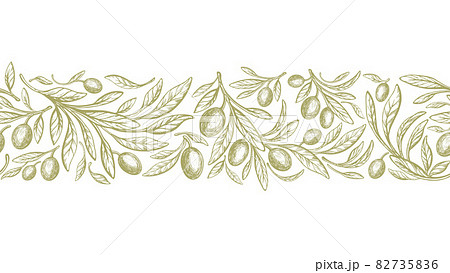 Olive seamless pattern, repeat stripe. Drawn fruit 82735836