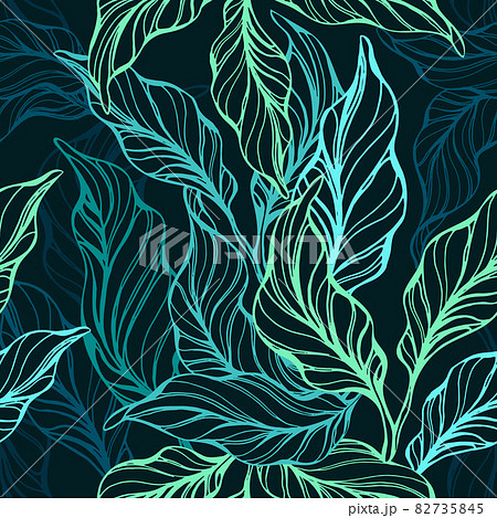 Tropic art seamless pattern Vector neon green leaf Tropic art seamless pattern Vector neon green leaf 82735845