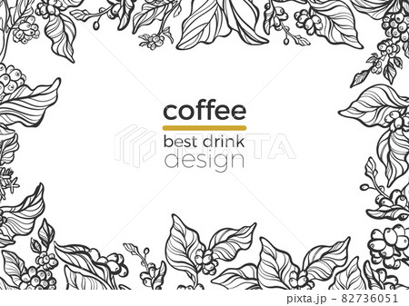 Template of black branch of coffee tree. Vector illustration Template of black branch of coffee tree. Vector illustration 82736051