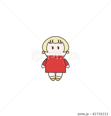 ブロンドの赤いワンピースの女の子 82736223