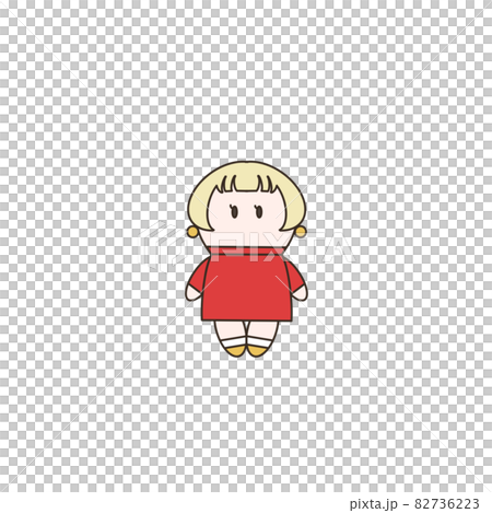 ブロンドの赤いワンピースの女の子 82736223