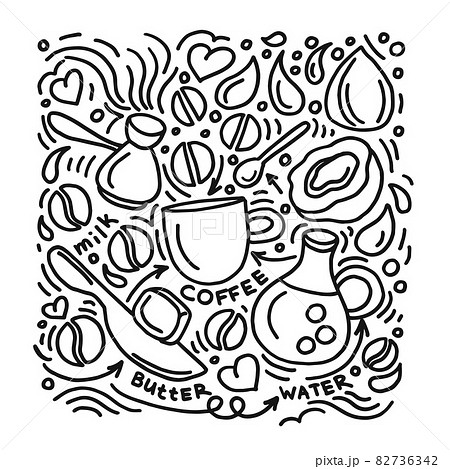 Vector design. Art sketch of bulletproof coffee Vector design. Art sketch of bulletproof coffee 82736342